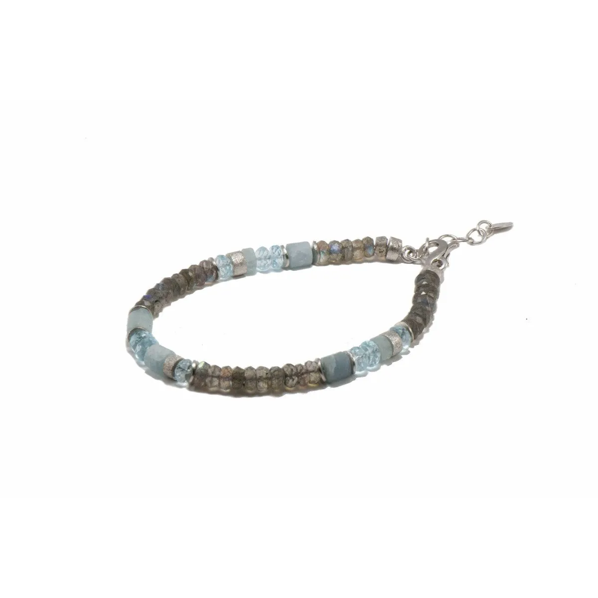 5mm Labradorite, Blue Topaz & Aquamarine 24K Gold Vermeil Bracelet