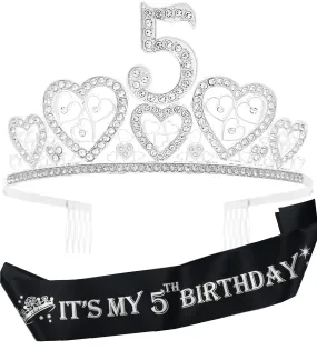 5th Birthday Sash, 5th Birthday Tiara, 5th Birthday Decorations for Her, 5th Birthday, 5th