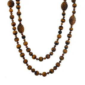 60-Inch Tiger Eye Beaded Necklace