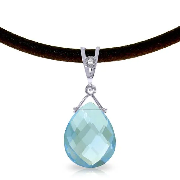 6.51 Carat 14K Solid White Gold Lotta Love Blue Topaz Diamond Necklace