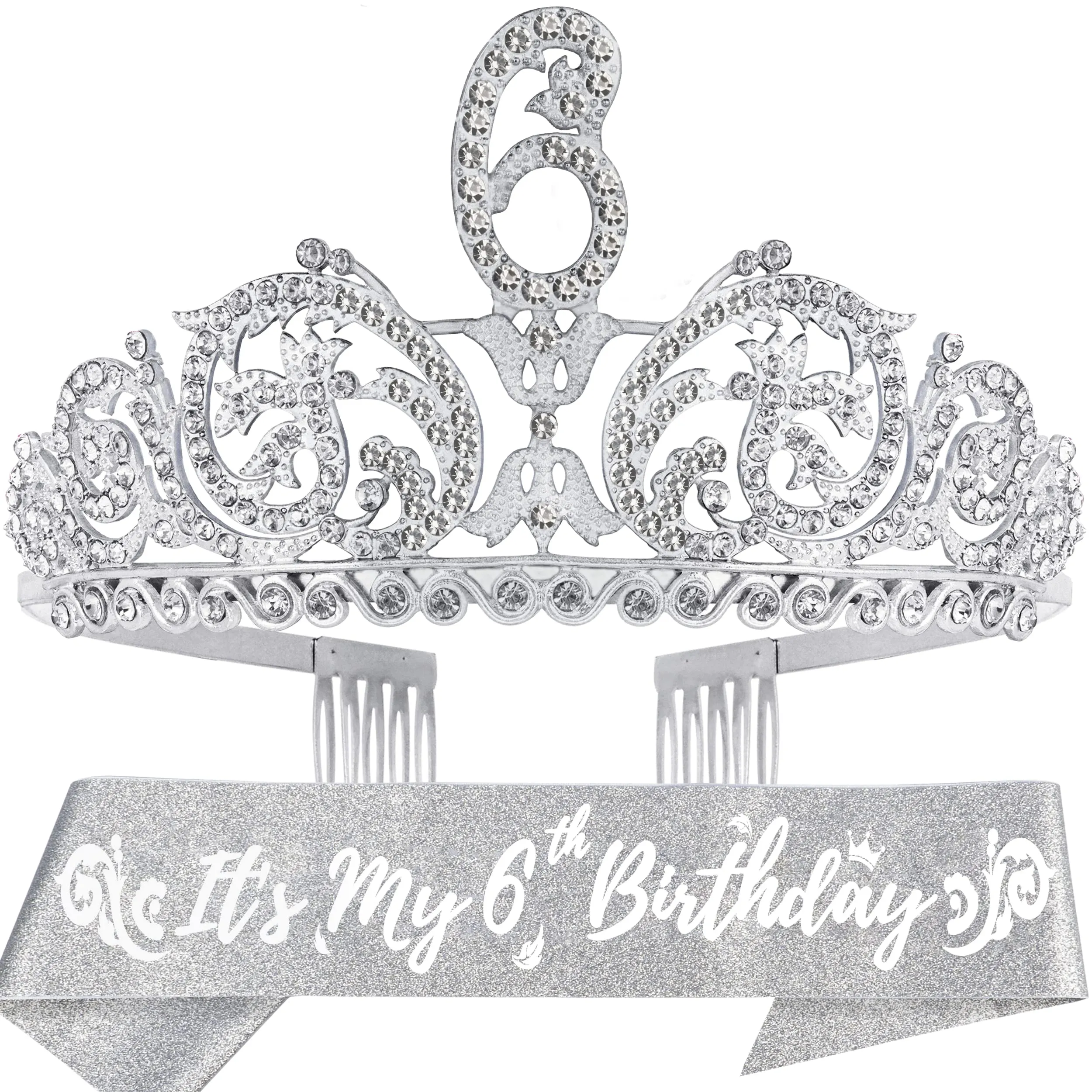 6th Birthday, 6th Birthday Decorations for Girls, 6th Birthday Tiara and Sash, 6th