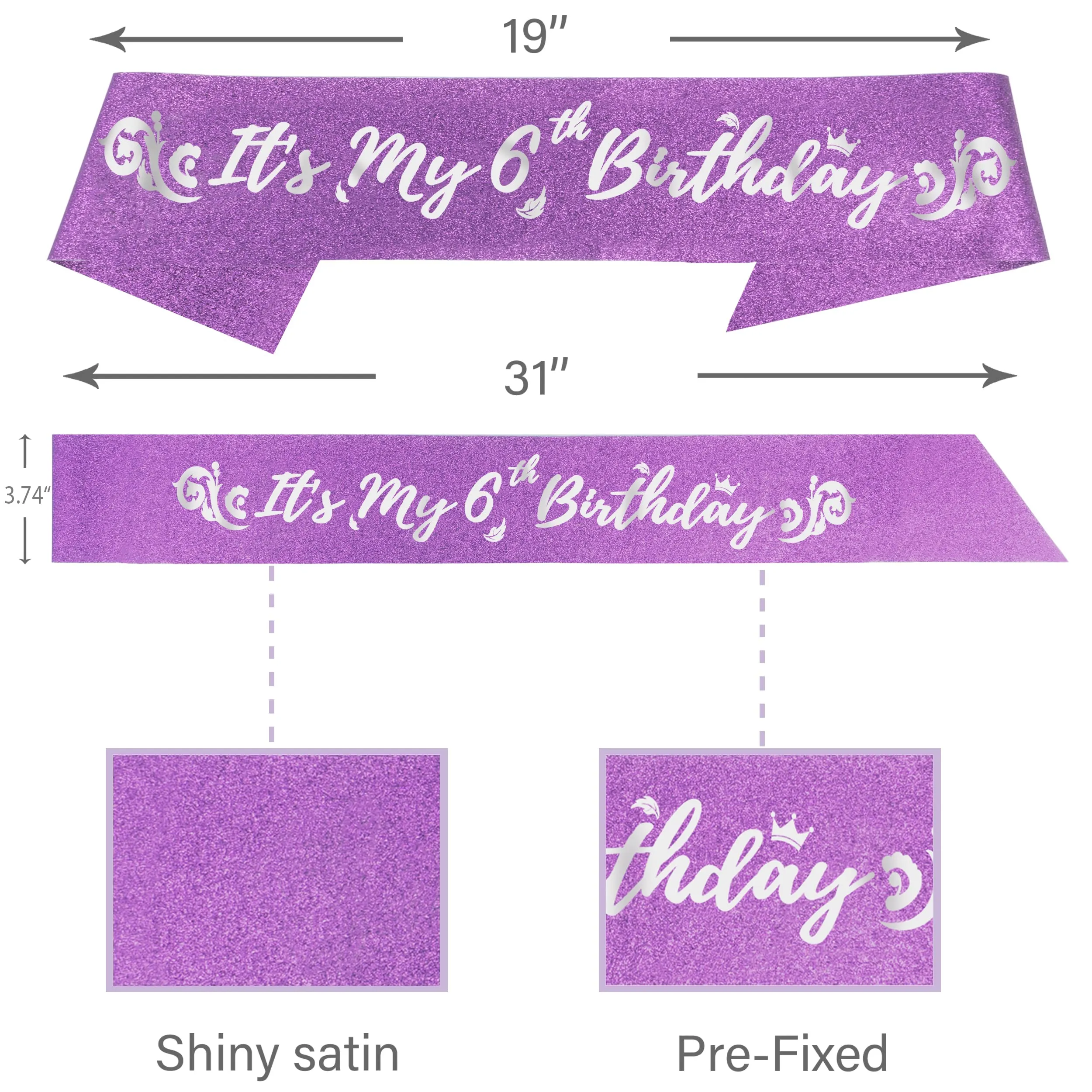 6th Birthday Sash And Tiara For Girls - Fabulous Glitter Sash   Forest