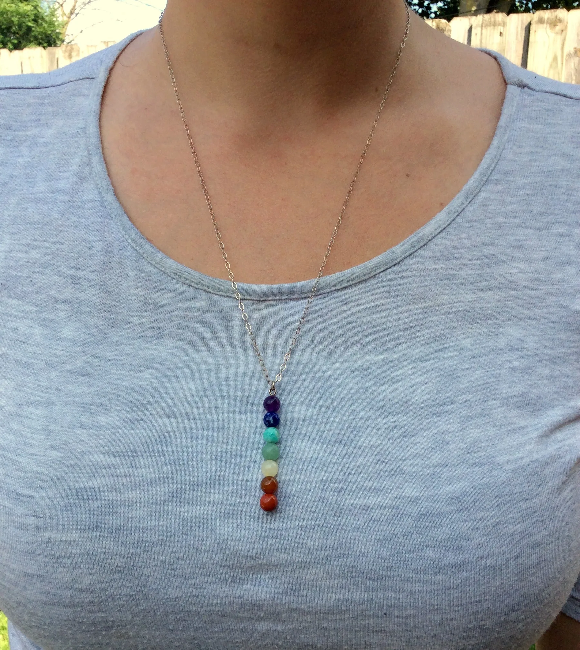 7 Chakra Necklace | Beaded Stone Chakra Crystal Necklace