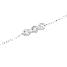 .75ct 18k White Gold Diamond Hexagon Station Bracelet