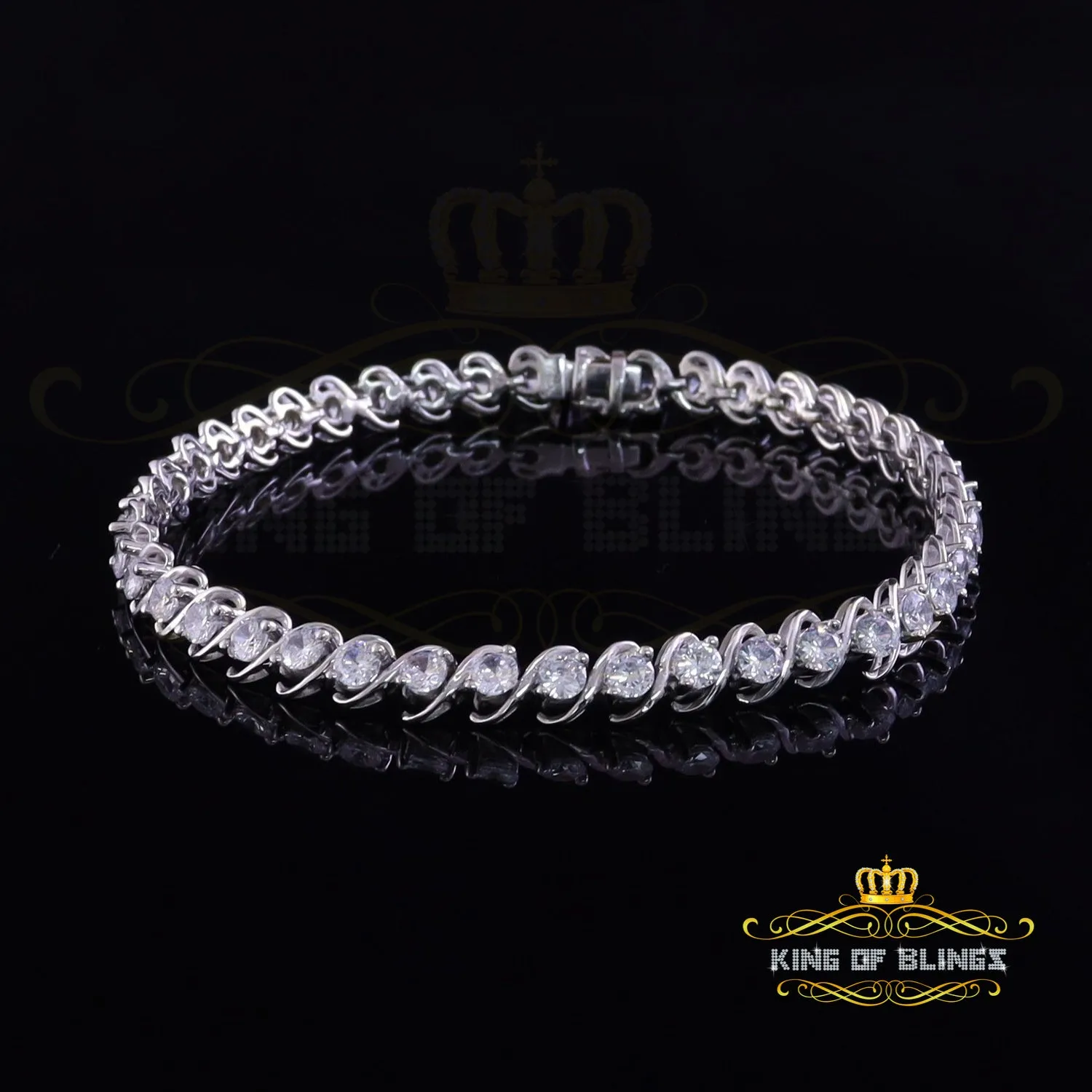 925 White Silver 8MM 0.8CT Cubic Zircon Tennis Men's/Womens Bracelet 9 Inch long