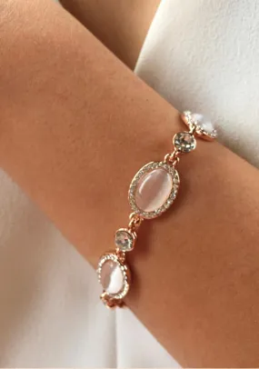 Absolute Oval Stone Crystal Bracelet, Rose Gold