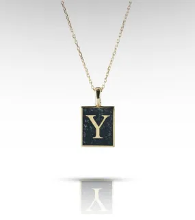 Alphabet Rectangle Gemstone Necklace