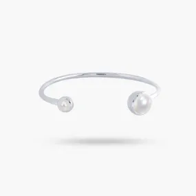 Amare Wear Freshwater Pearl Silver Handcuff Bracelet