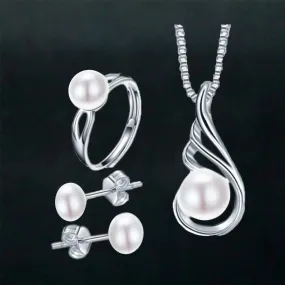 Amelia X - 925 Sterling Silver Freshwater Pearl Set