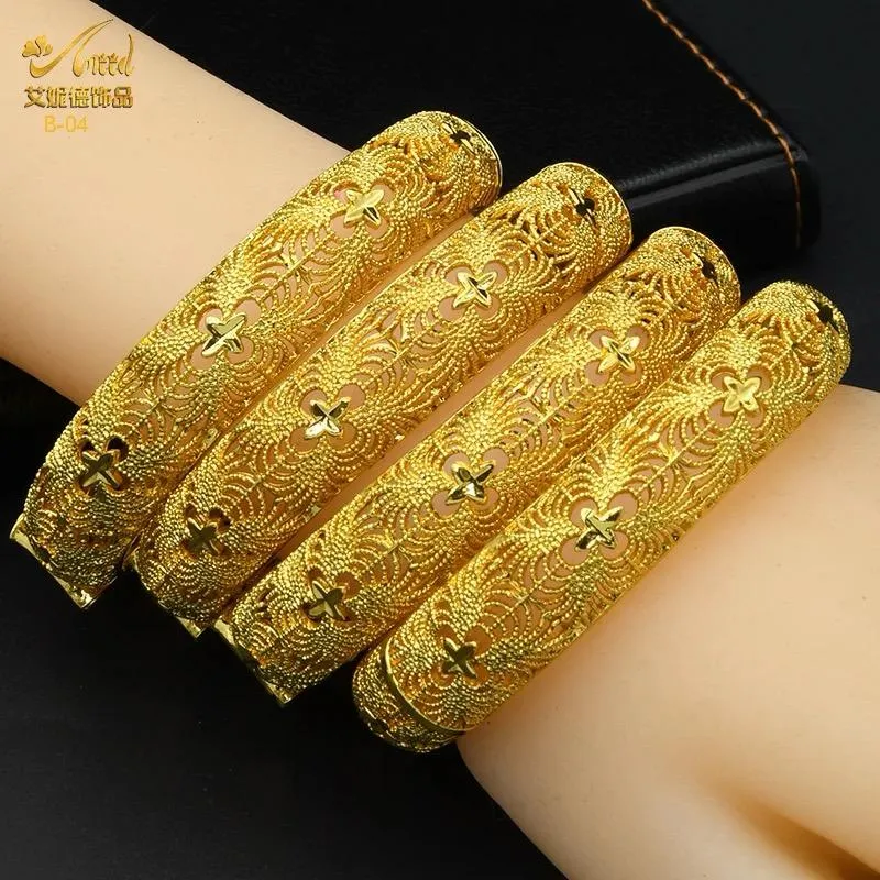 ANIID 24K Gold Plated Bracelets For Women Luxury Jewelry Designers Bangles Model-12