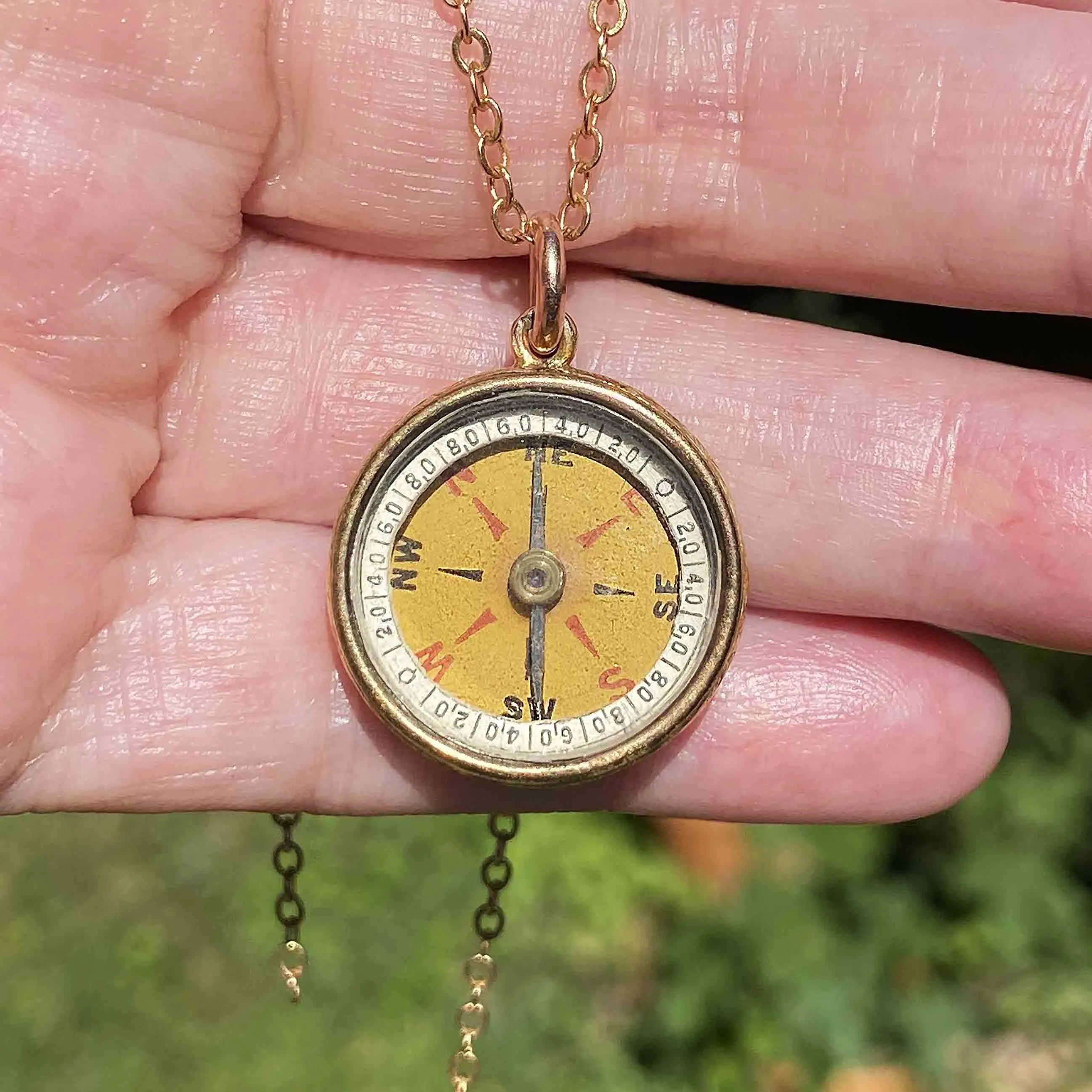 Antique 18K Gold Working Compass Fob Pendant