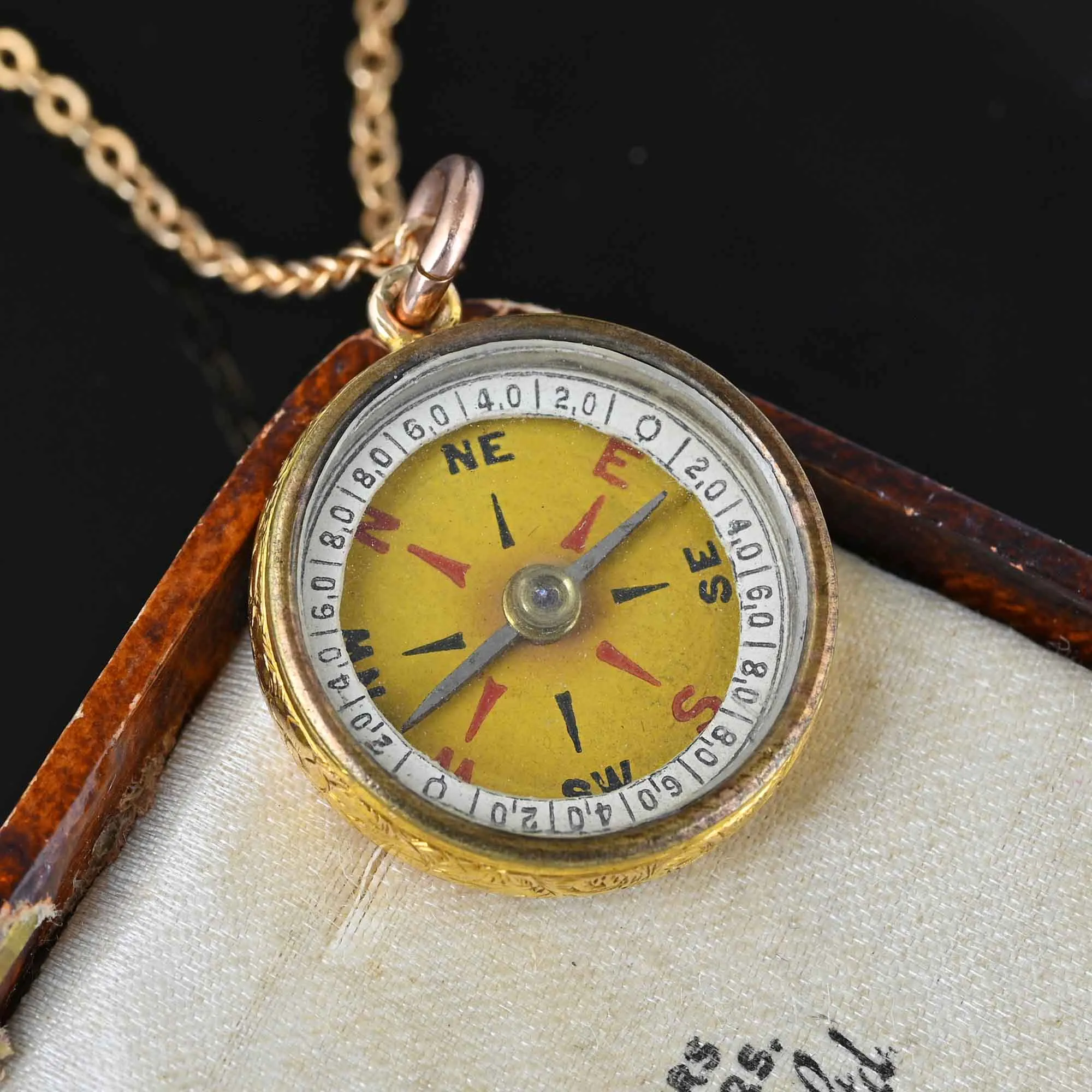 Antique 18K Gold Working Compass Fob Pendant