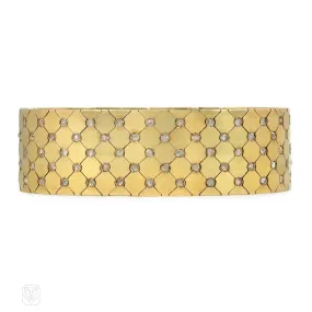 Antique French diamond and gold lozenge pattern bracelet