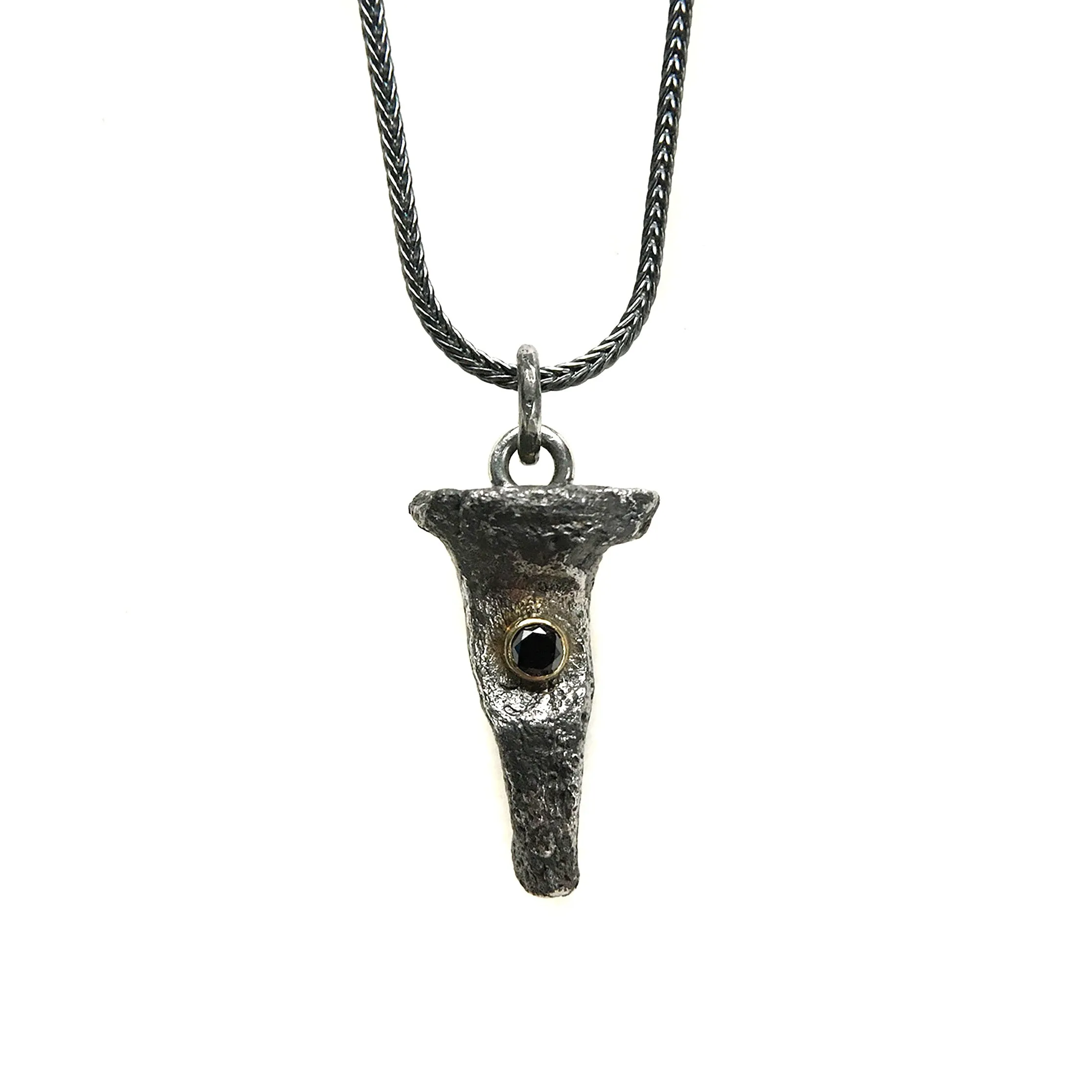 Antique Nail Fragment Necklace with Black Diamond