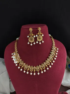 Antique Simple Necklace Set with Matching Earrings