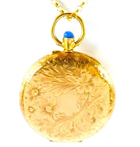 Antique Solid Gold Locket Necklace Inscription "To Sarah From Will"