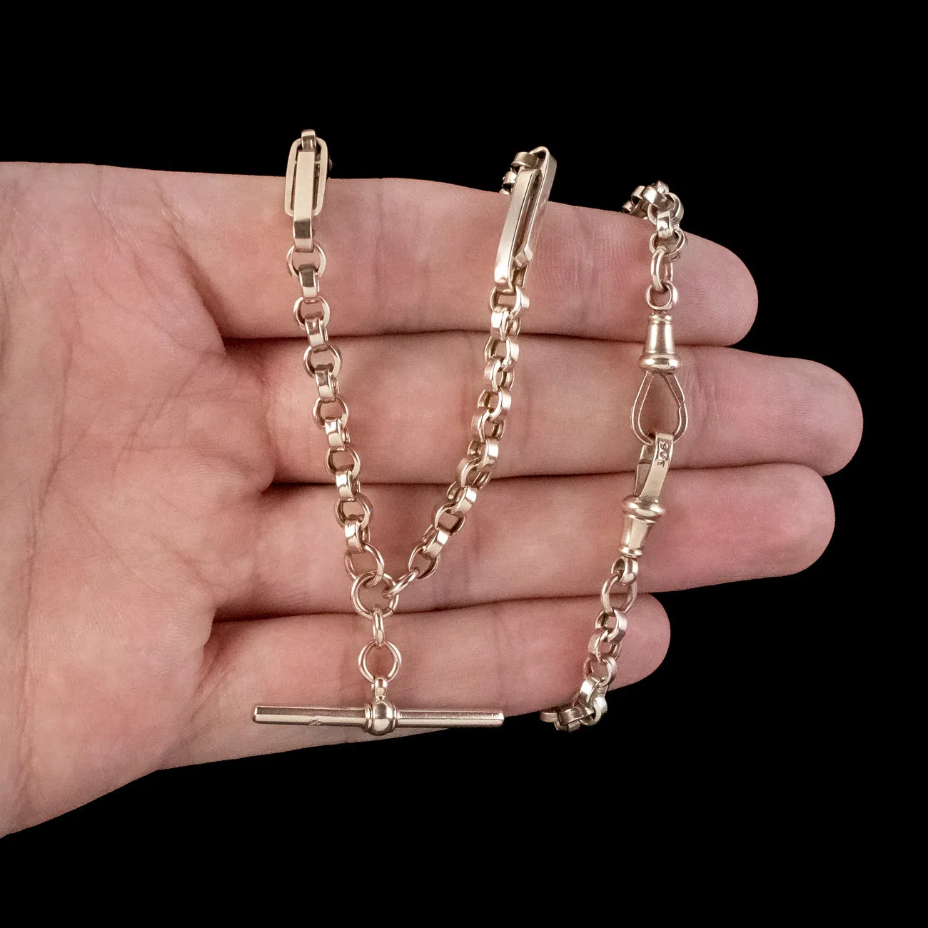 Antique Victorian 9ct Gold Albert Chain With T-Bar