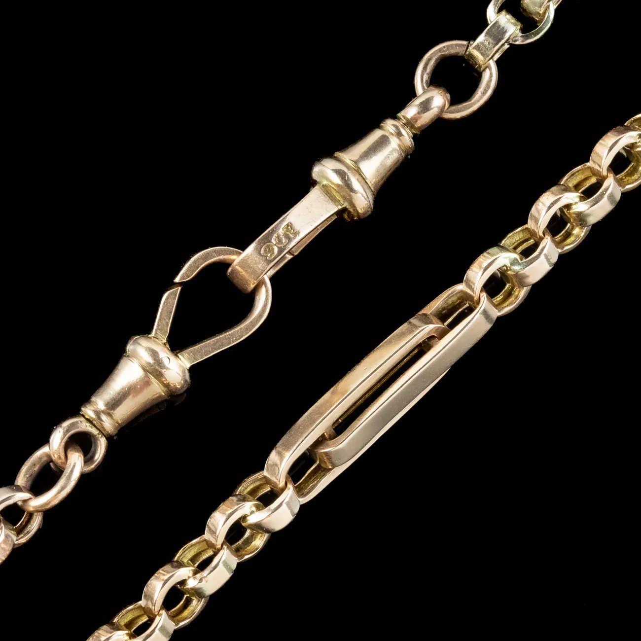 Antique Victorian 9ct Gold Albert Chain With T-Bar