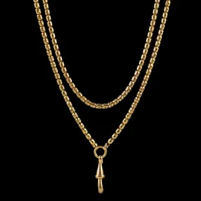 Antique Victorian Guard Chain 18Ct Gold On Silver Link Necklace Circa 1880