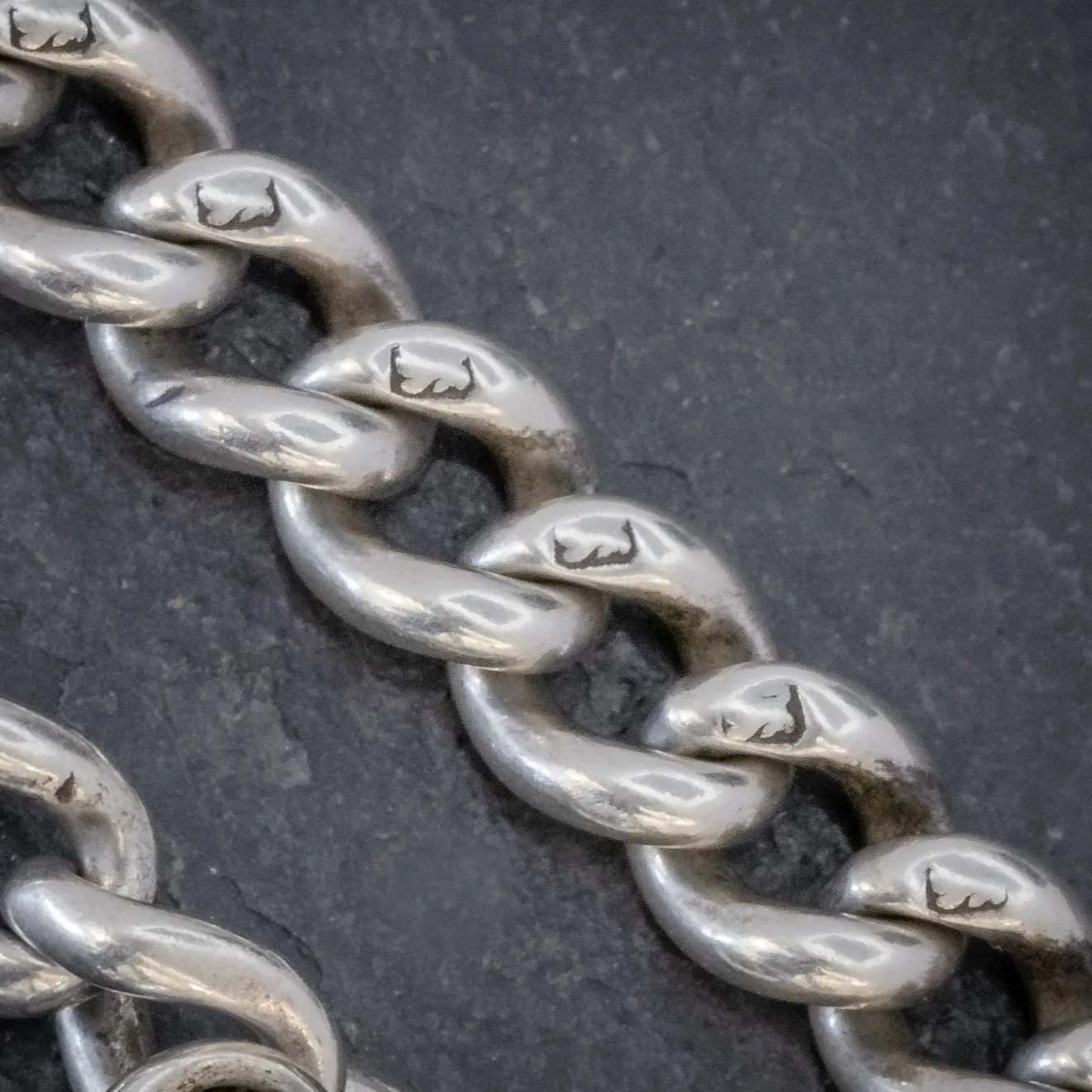 Antique Victorian Long Guard Chain Sterling Silver Circa 1880