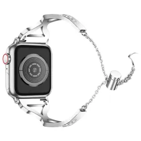 Apple Watch (45mm) rhinestone 304 stainless steel watch strap - Silver