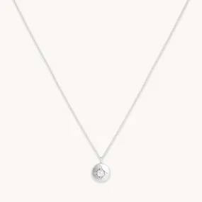 April White Topaz Birthstone Necklace in Solid White Gold