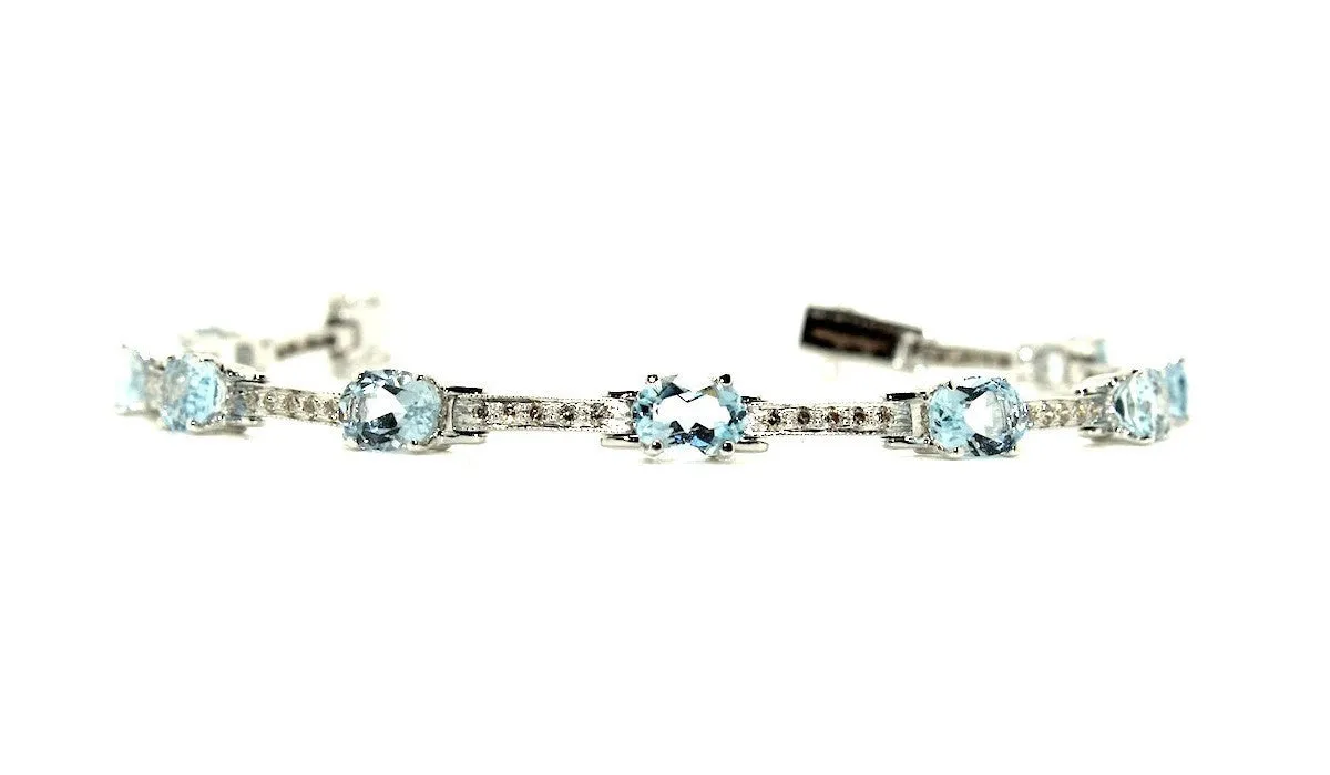 Aquamarine & Diamond Hot-cake Bracelet/ Item Code :BR 6