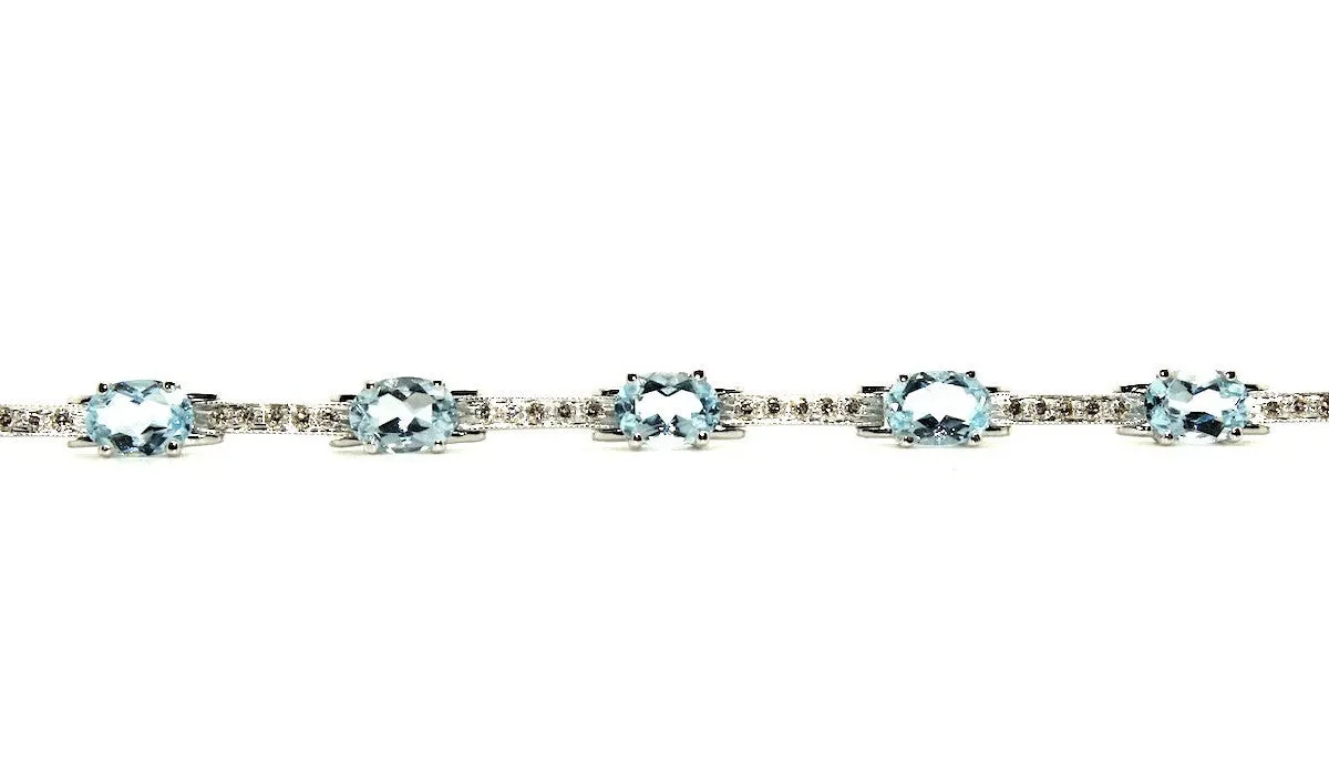 Aquamarine & Diamond Hot-cake Bracelet/ Item Code :BR 6