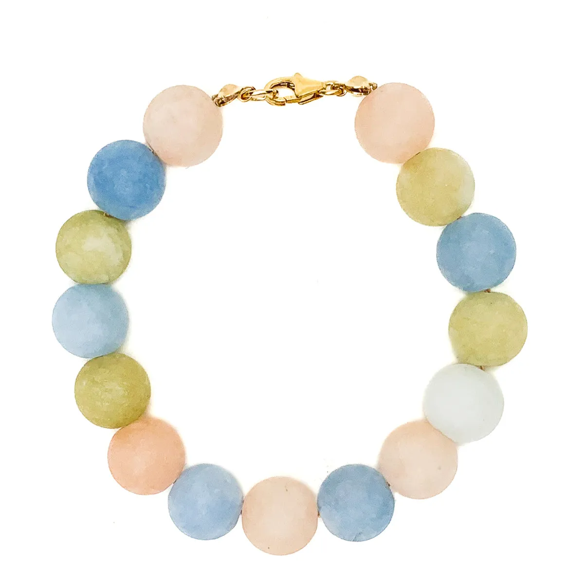 Aquamarine / Beryl Matte 10mm Bracelet With Gold-Filled Trigger Clasp