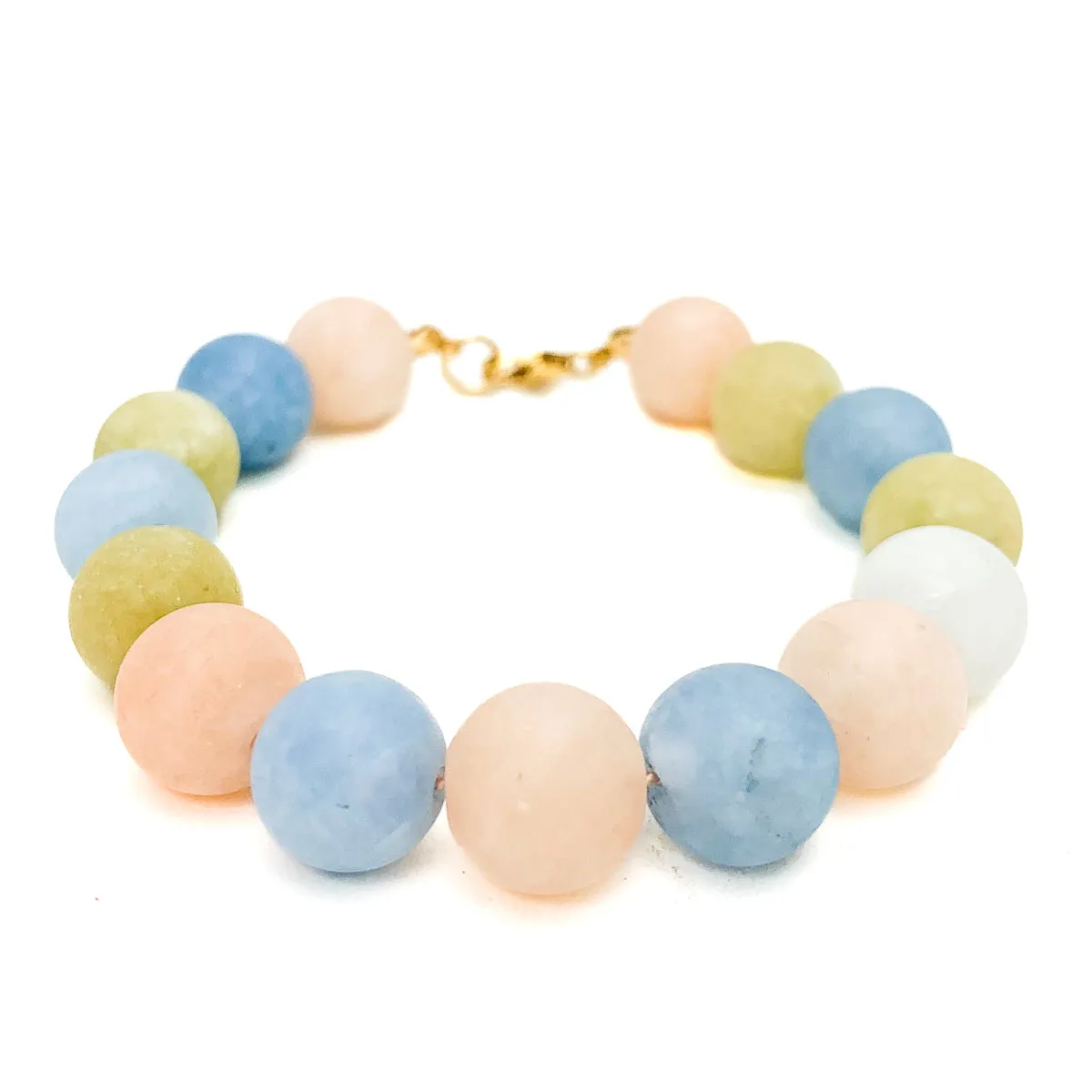 Aquamarine / Beryl Matte 10mm Bracelet With Gold-Filled Trigger Clasp