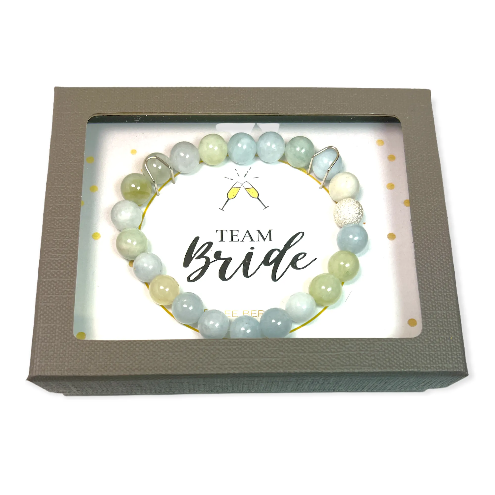 Aquamarine "Team Bride" with Sterling Silver Shimmer Bead Gift Box