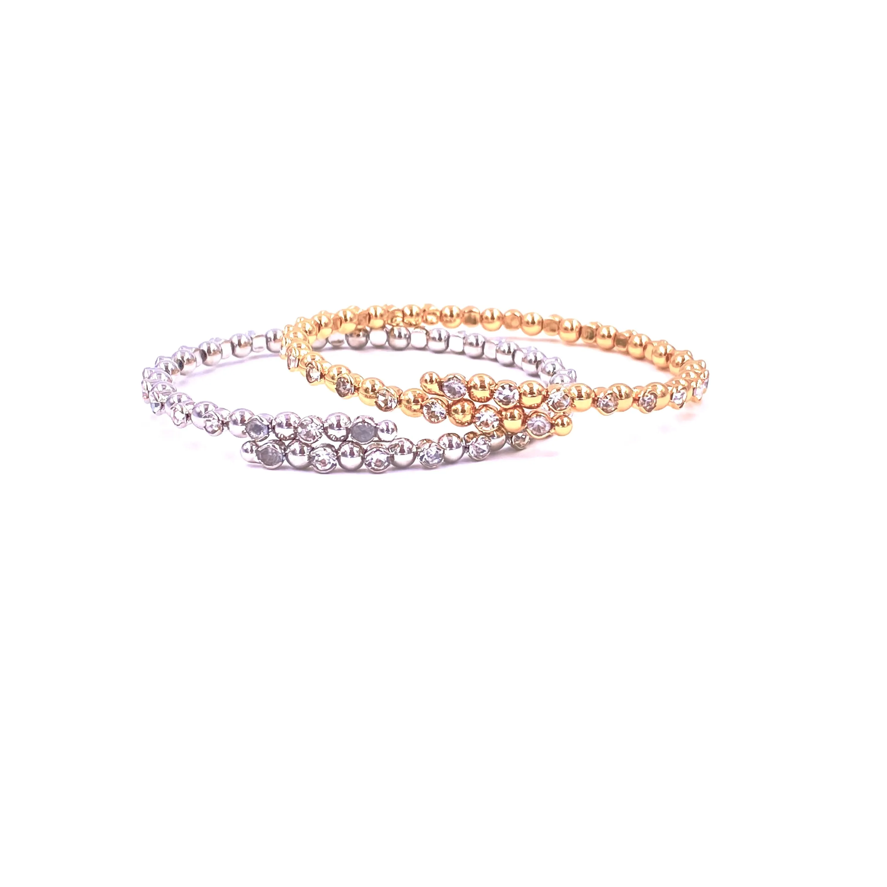 Ashley Gold Stainless Steel Wire Adjustable CZ Bangle Bracelet