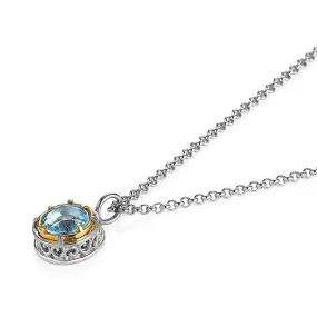 AT 808AT-B BLUE TOPAZ & 18K CIRCLE NECKLACE