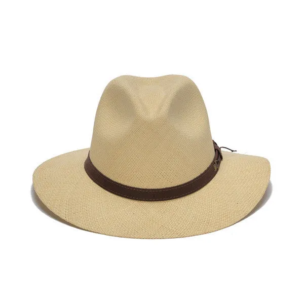 Austral Hats - Beige Wide Brim Panama Hat with Brown Band