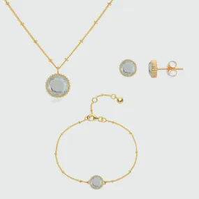 Barcelona April Birthstone Crystal & Gold Vermeil Jewellery Set