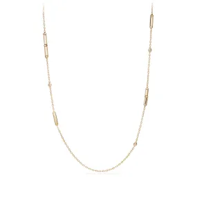 Barrels Long Station Necklace with Diamonds in 18K Gold