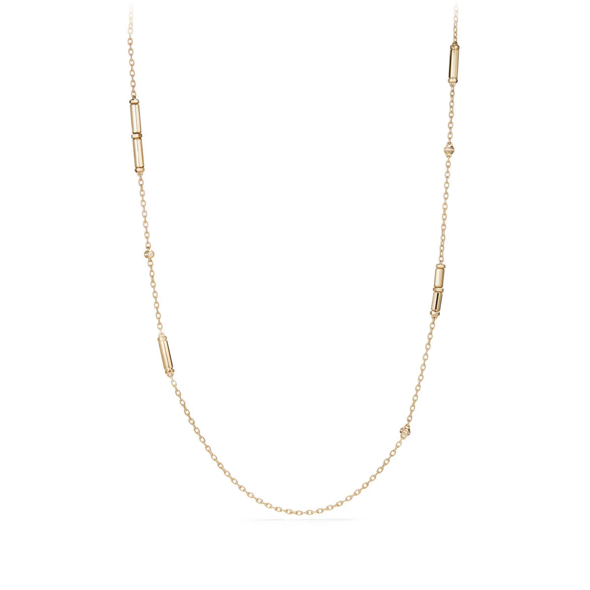 Barrels Long Station Necklace with Diamonds in 18K Gold