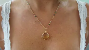 Beer Quartz on Multi-Gemstone Chain