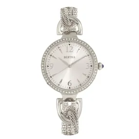 Bertha Sarah Chain-Link Watch w/Hanging Charm - Silver