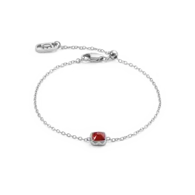 Birthstone January Bracelet Red Agate Silver