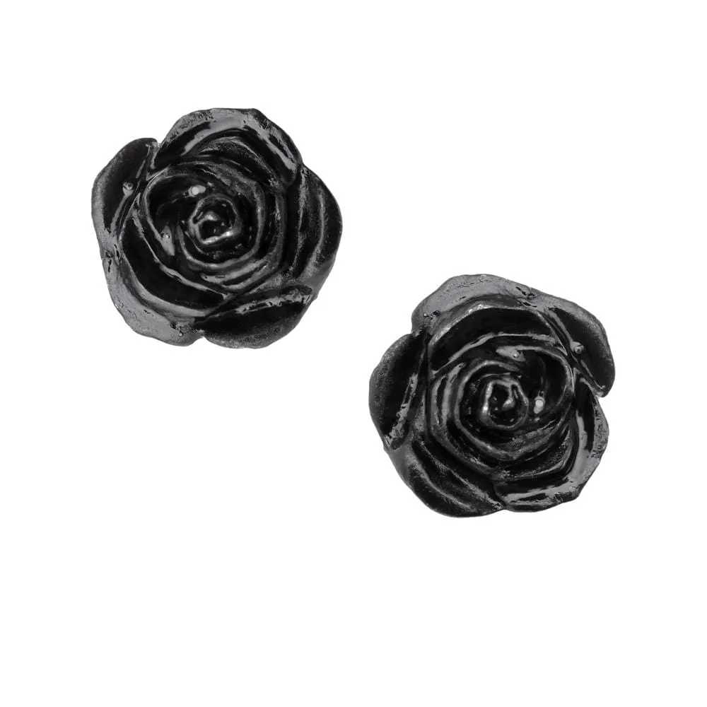 Black Rose Stud Earrings