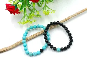 Black Tourmaline and Turquoise Couple Bracelet