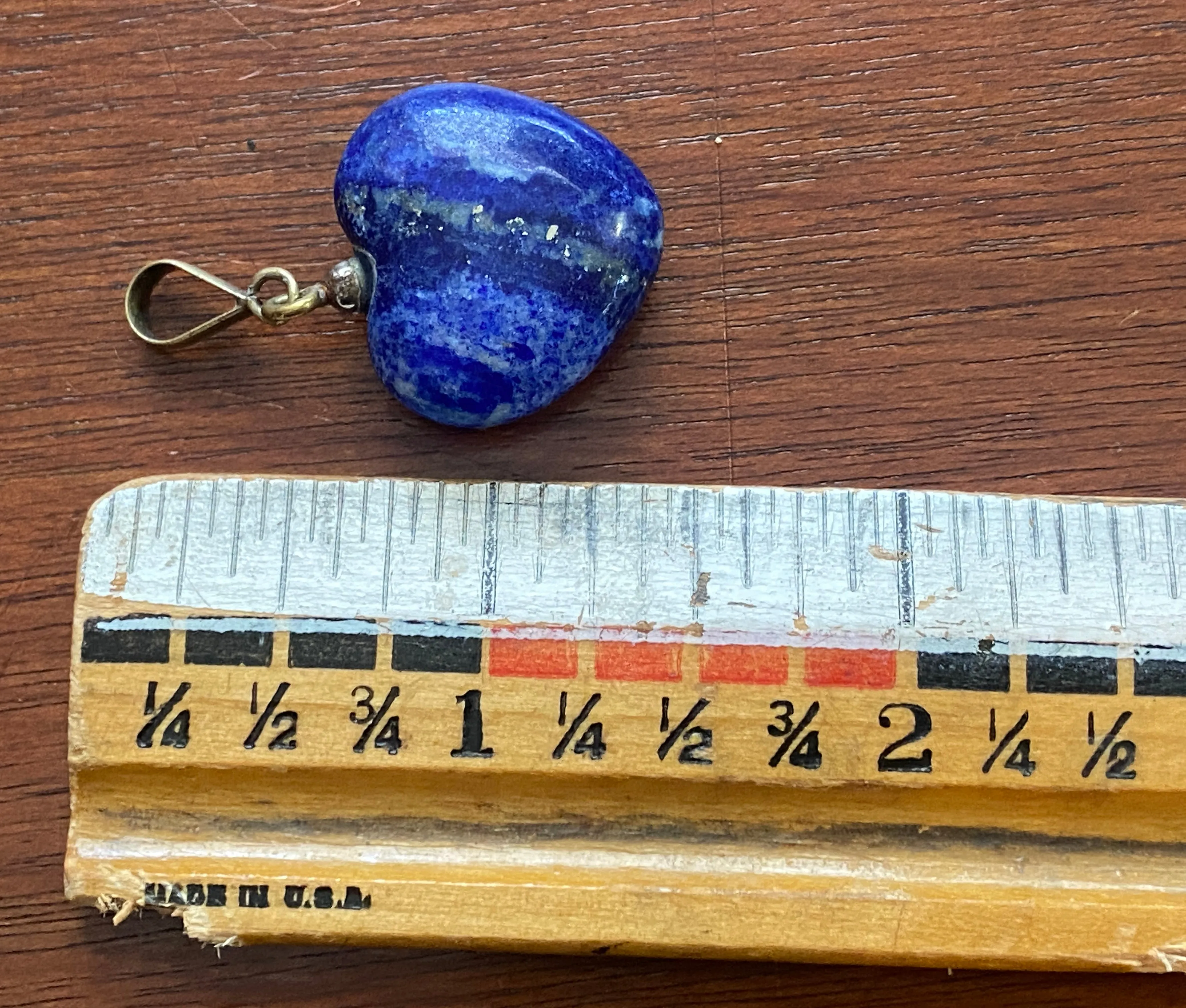 Blue Lapis Lazuli Puffy Heart Necklace Pendant