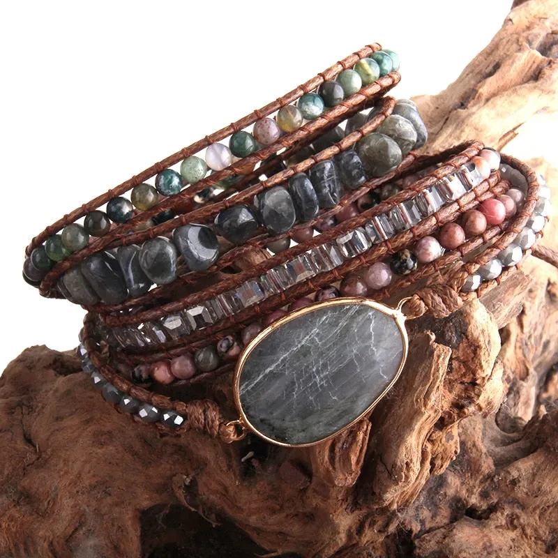 Bohemian Natural Stones Charm Bracelet- Semi precious