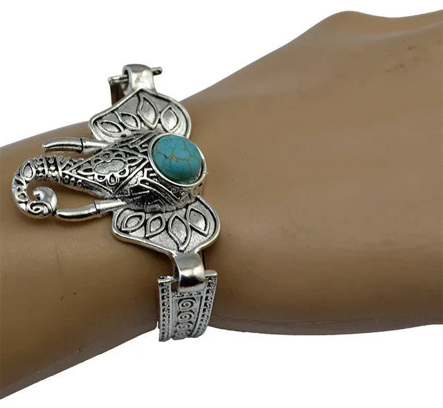 Bohemian Retro Vintage Tibet Silver Elephant  Bracelet