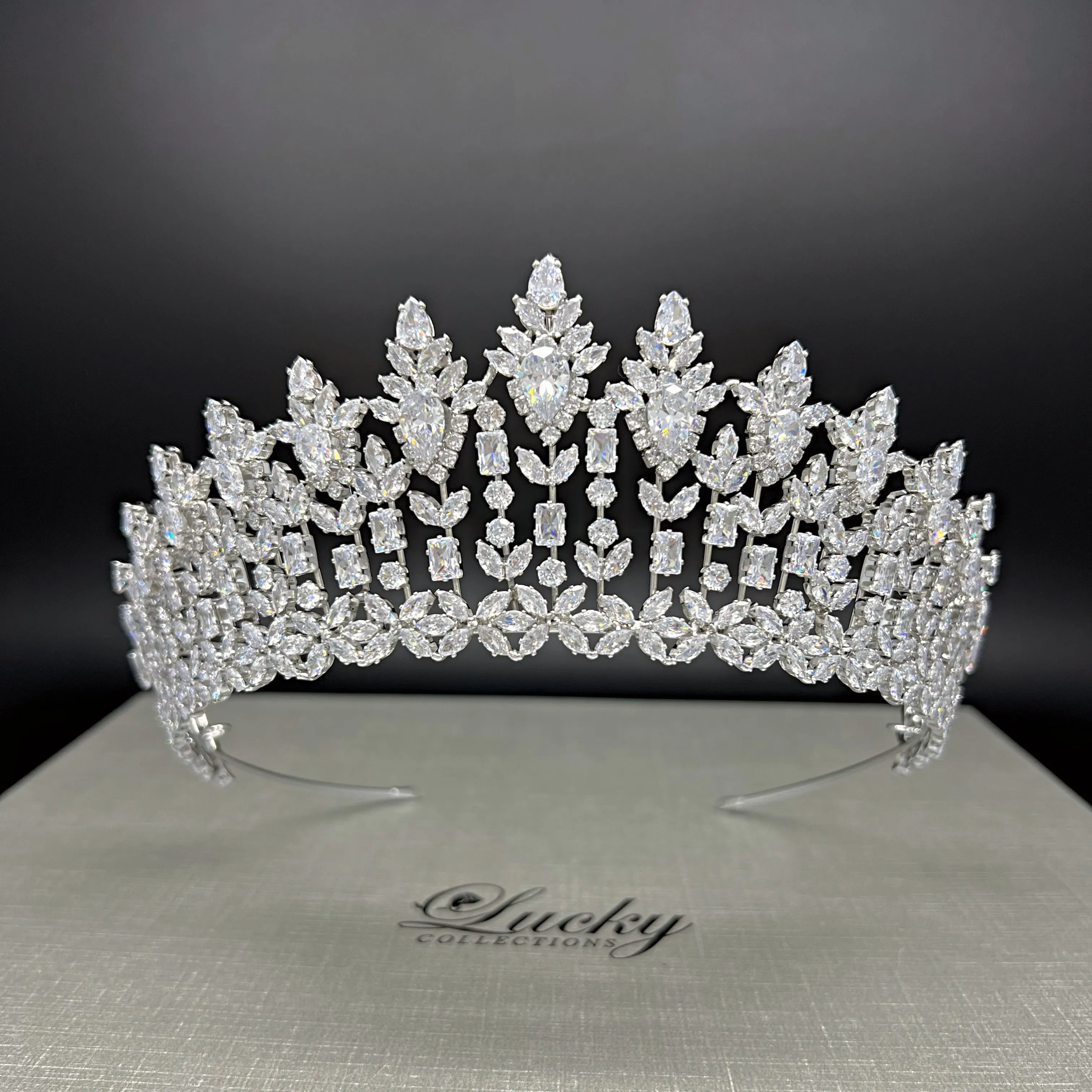 Bridal Crown, Quinceanera Tiara, Sparkling Zirconia Corona de Quince, Headpiece for Bride