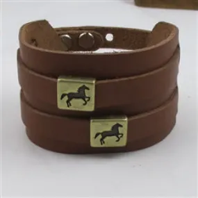 Brown Extra Wide Leather Cuff Bracelet Man's