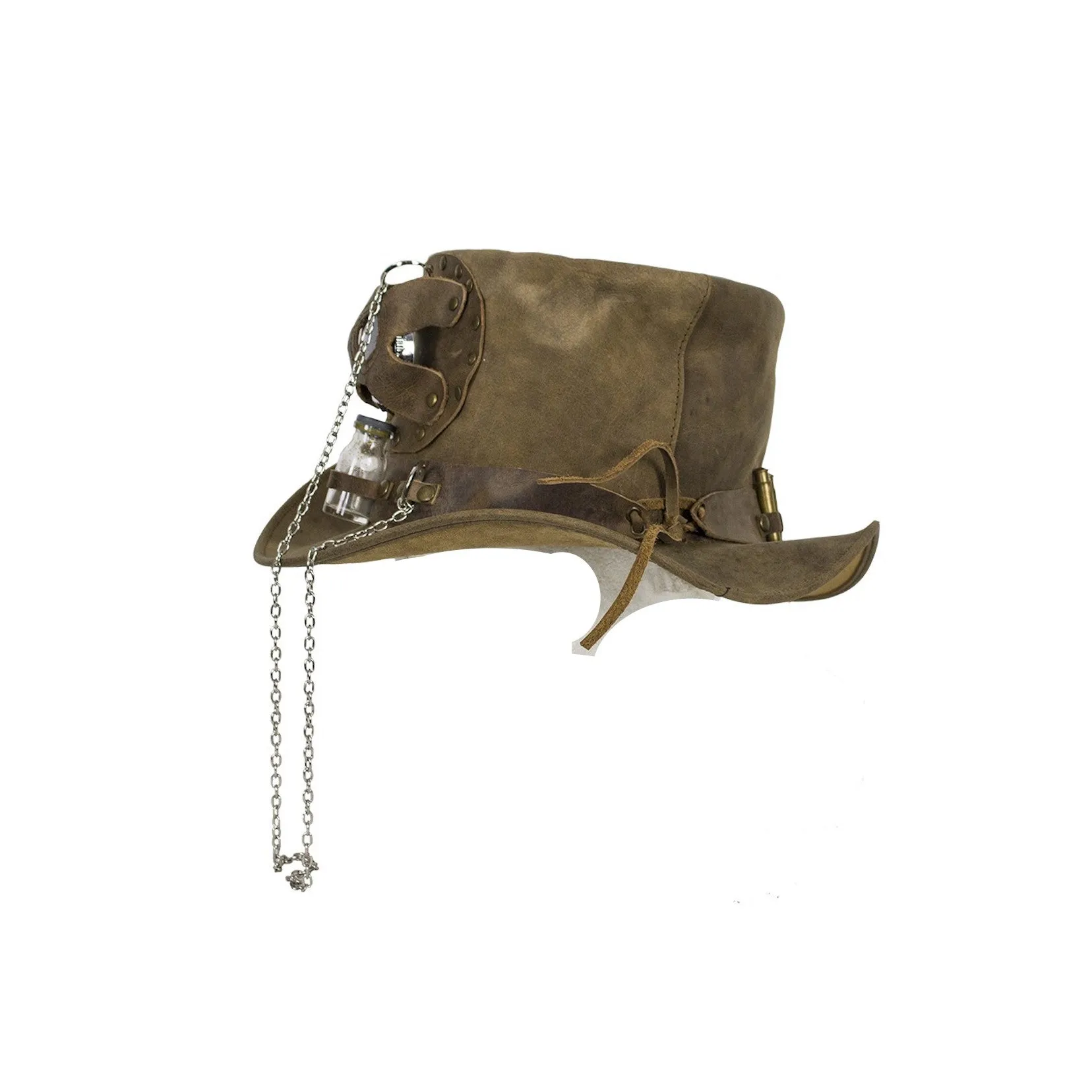 Brown Naked Leather Deadman Top Hat