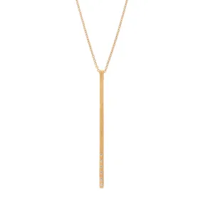 Brushed Gold Bar Diamond Necklace