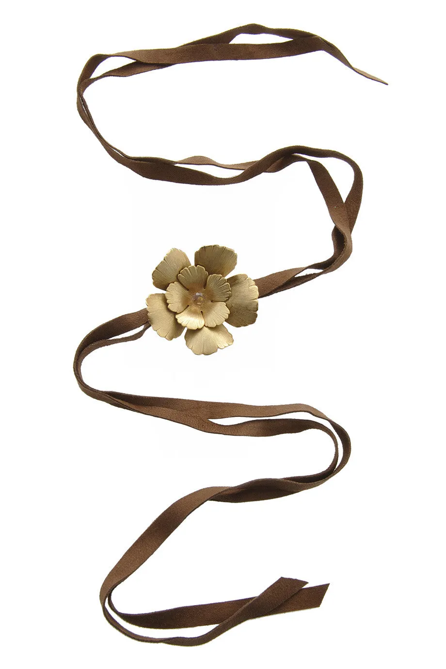 BY THE STONES BROWN Suede Flower Leather Bracelet